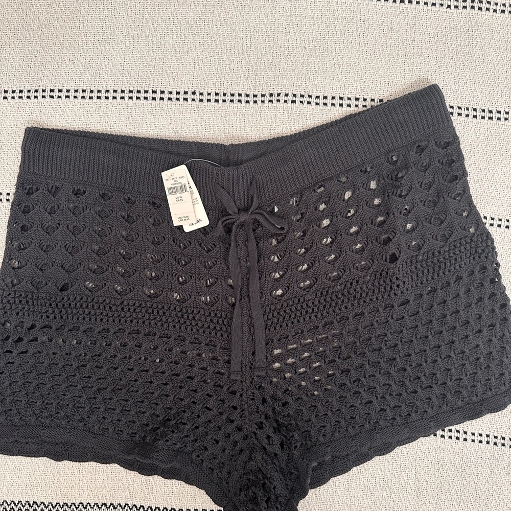 Aerie Black Crochet Women Shorts